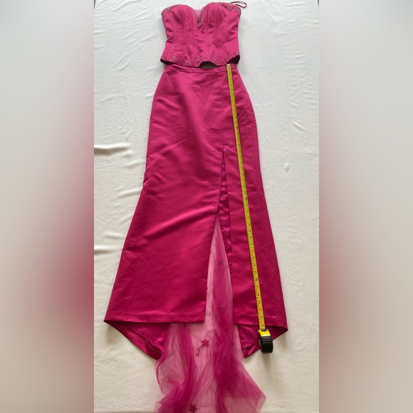Barbiecore Vintage Cire by Landa fuchsia, two-piece prom/pageant dress. - Picture 3 of 10
